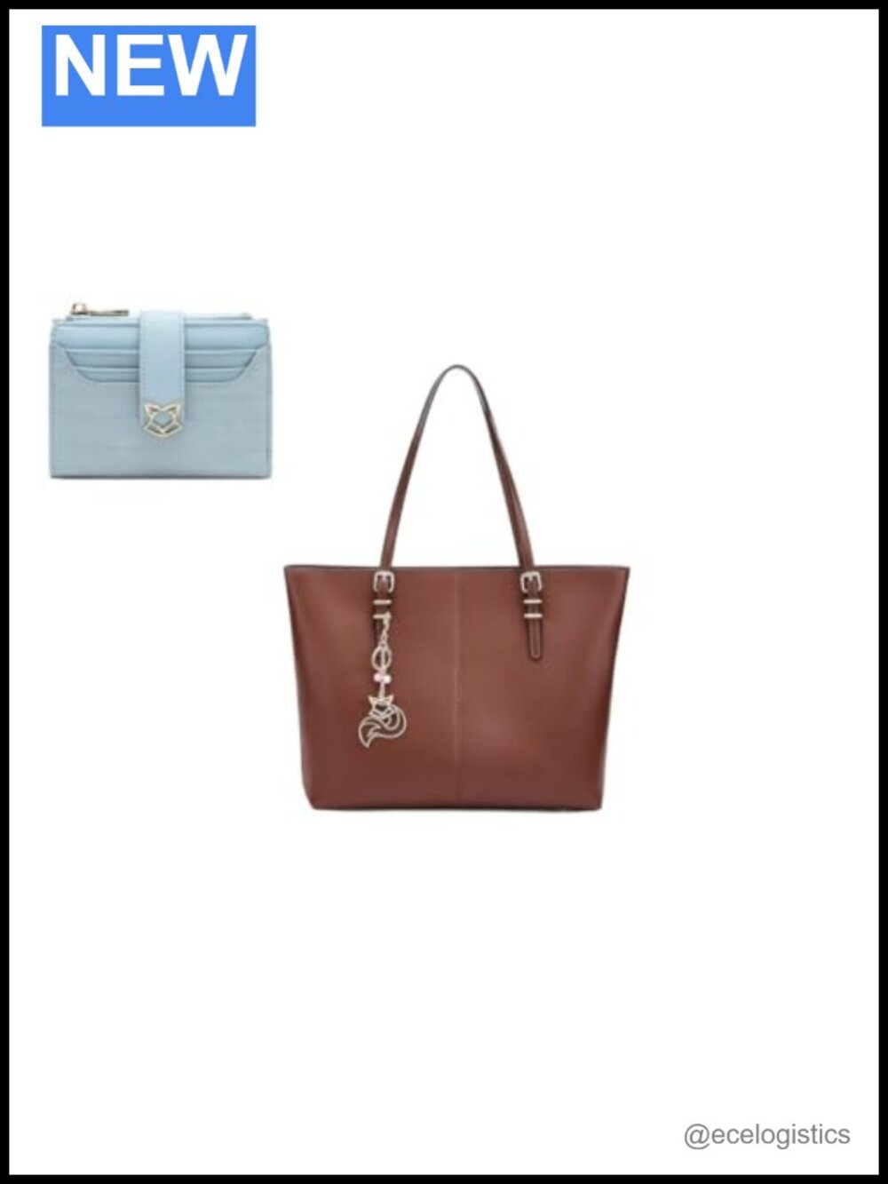 Genuine Leather Large Tote Bag with Small Wallet Set Women Work